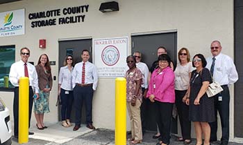 Clerk Roger Eaton and staff at the new file storage faciliy in Murdock